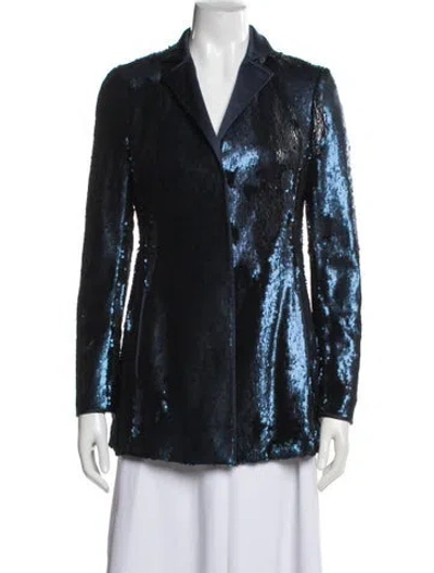 Pre-owned Akris Sequin Evening Jacket W/ Tags In Blue