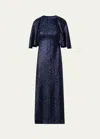 Akris Sequin Jersey Cape Dress In Navy