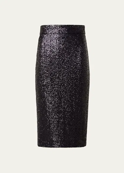 Akris Sequin Jersey Pencil Skirt In Black