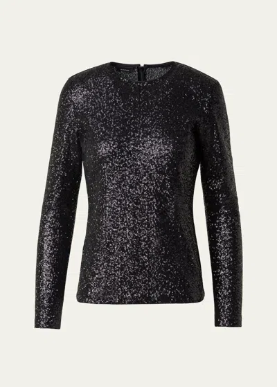 Akris Sequin Jersey Top In Black