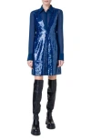Akris Sequin Long Sleeve Pinafore Dress In 077 Denim