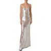 Akris Sleeveless Sequin Gown In Greige