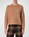 Akris Sequin Wool-cashmere Knit Crewneck Sweater In Camel