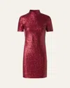 Akris Sequined High-neck Mini Dress In Ruby