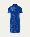 Akris Sequined Jersey Mock-neck Mini Dress