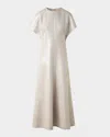 Akris Sequined Viscose-linen A-line Midi Dress In Greige