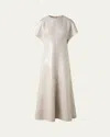 Akris Sequined Viscose-linen A-line Midi Dress In Greige
