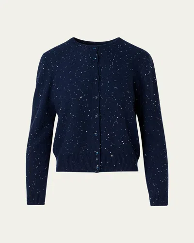 Akris Sequined Wool-cashmere Knit Cardigan In Blue