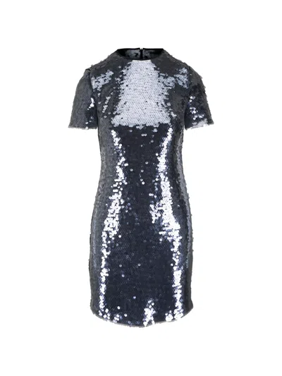 Akris Sequin-embellished Mini Dress In Blue