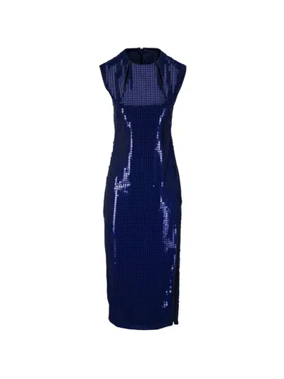 Akris Sequin-embellished Sleeveless Dress In Blue