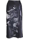 Akris Sequin Side Vent Midi Skirt In Black
