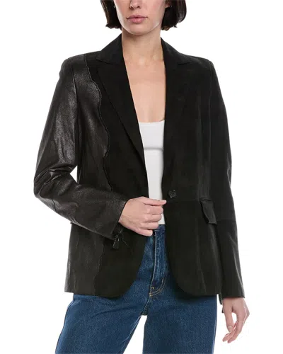 Akris Seth Leather Blazer In Brown