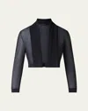 Akris Shawl Sheer Cropped Cardigan In Black