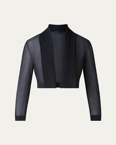 Akris Shawl Sheer Cropped Cardigan In Black