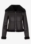 Akris Lamb Leather Jacket In Dark Brown