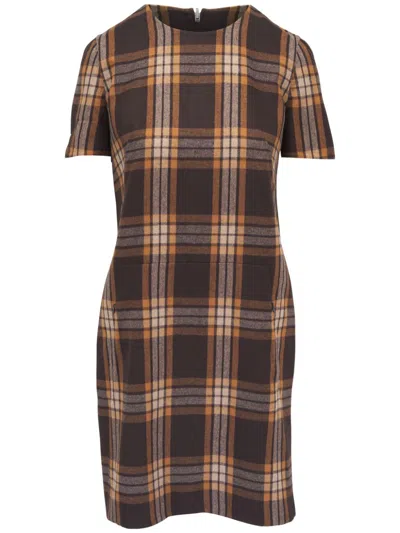 Akris Sheath Silk Mini Dress In Brown