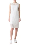 Akris Sheer Stripe Silk & Cotton Blend Sweater Dress In White