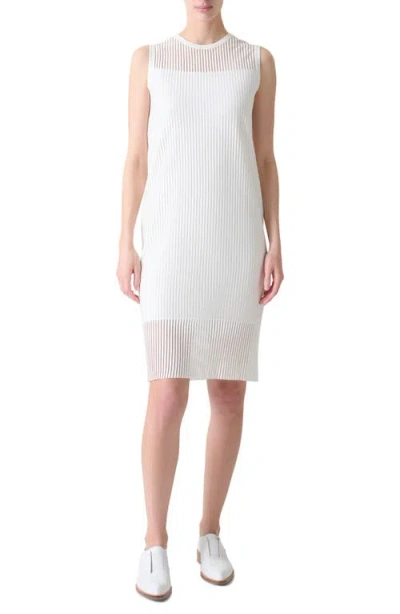 Akris Sheer Stripe Silk & Cotton Blend Sweater Dress In White