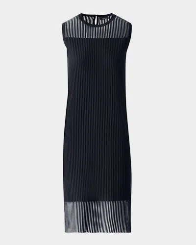 Akris Sheer Striped Knit Sleeveless Dress In Blue