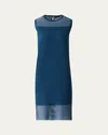 Akris Sheer Striped Knit Sleeveless Dress