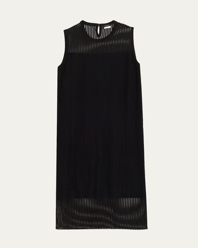 Akris Sheer Striped Knit Sleeveless Dress In Black