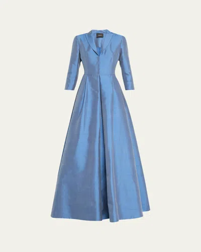 Akris Shiny Coat Gown In Cornflower Blue