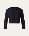 Akris Short Knit Metallic One-button Cardigan In Black
