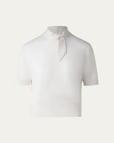 Akris Short Knot Collar Cashmere Sweater In Ecru