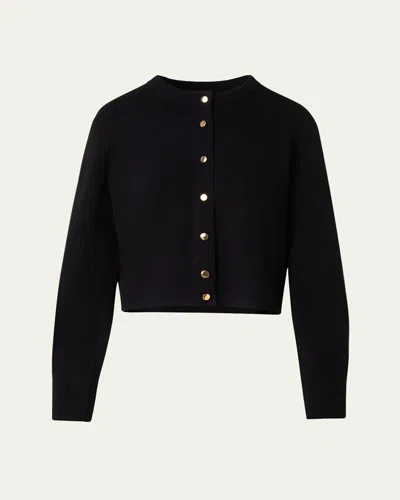 Akris Short Ribbed Cashmere Cardigan In Black