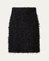 Akris Short Sequined Fringe Boucle Skirt In Black