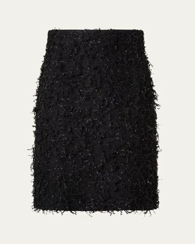 Akris Short Sequined Fringe Boucle Skirt In Black