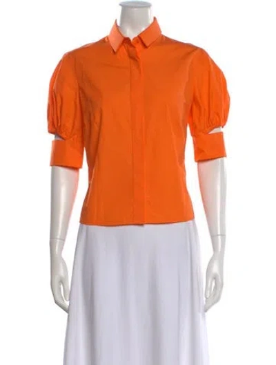 Pre-owned Akris Short Sleeve Blouse In Orange