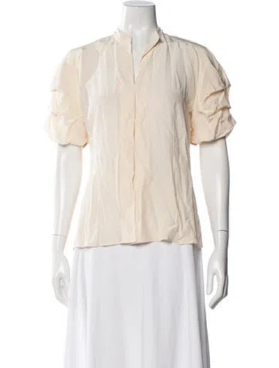 Pre-owned Akris Short Sleeve Blouse In White