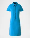 Akris Short-sleeve Cotton-silk Polo Dress In Blue