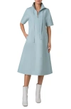 Akris Poplin Cotton Midi Dress In Stone Blue