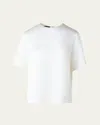 Akris Short Sleeve Silk Satin Blouse In Ecru