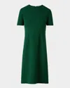 Akris Short-sleeve Wool Crepe Sheath Dress In Pine Green