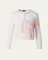 Akris Short Trapezoid Intarsia Knit Cardigan In Seashell