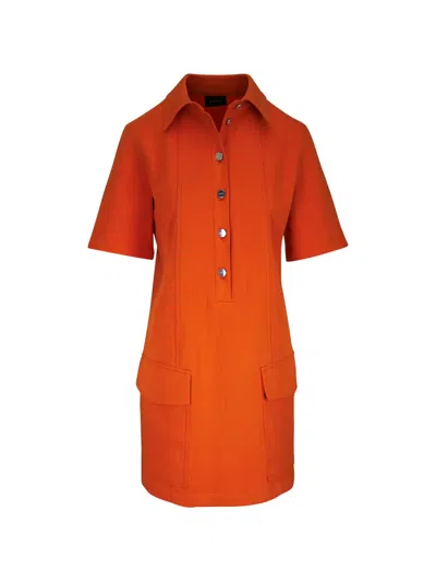 Akris Short-sleeve Mini Dress In Orange