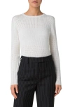 Akris Fitted Ajoure Knit Sweater In Ecru