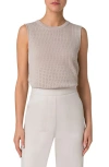 Shop Akris Silk & Cotton Pointelle Stitch Sweater Tank In Greige