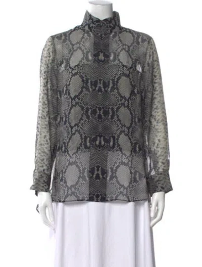 Pre-owned Akris Silk Animal Print Blouse In Black