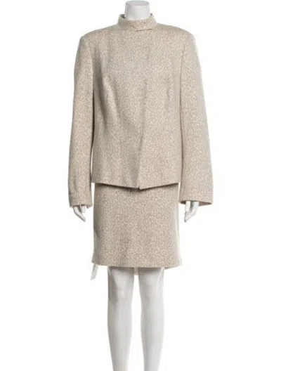 Pre-owned Akris Silk Animal Print Skirt Set In Neutrals