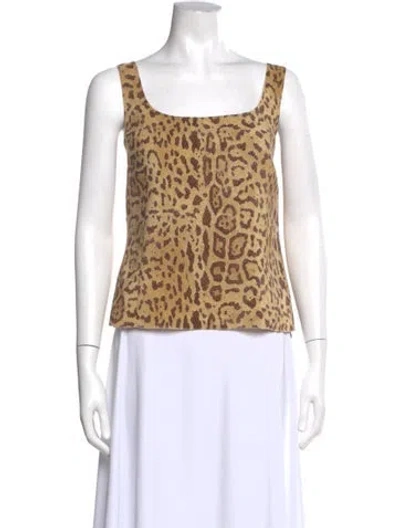 Pre-owned Akris Silk Animal Print Top In Neutral