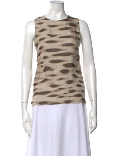 Pre-owned Akris Silk Animal Print Top In Neutral
