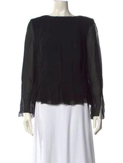 Pre-owned Akris Silk Bateau Neckline Blouse In Black