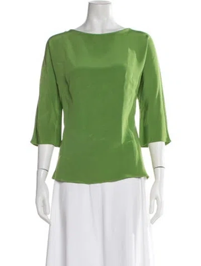 Pre-owned Akris Silk Bateau Neckline Blouse In Green