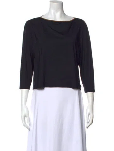 Pre-owned Akris Silk Bateau Neckline Crop Top In Gray