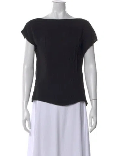 Pre-owned Akris Silk Bateau Neckline Top In Black
