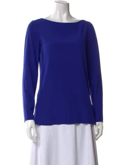 Pre-owned Akris Silk Bateau Neckline Top In Blue